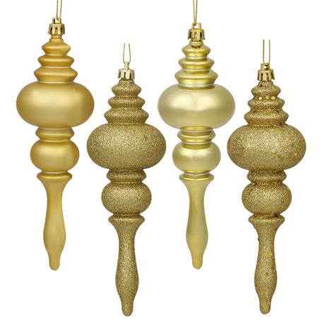 7 inch Gold 4-Finish Finial Ornament, 8 per Box