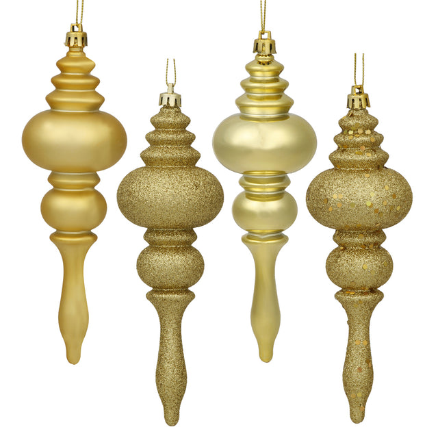 7" Gold 4-Finish Finial Ornament, 8 per Box