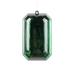 8" Dark Green Rectangle Jewel Glitter Ornament