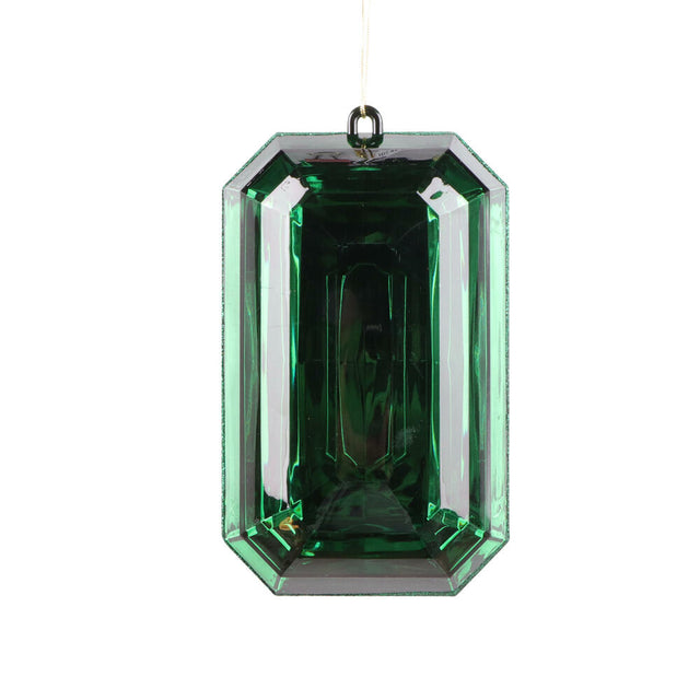 8" Dark Green Rectangle Jewel Glitter Ornament