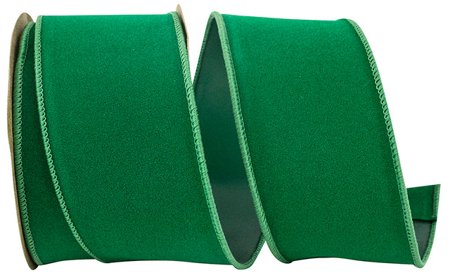 Holiday Green Velvet Outdoor Wired Edge, 2.5" 10 Yards
