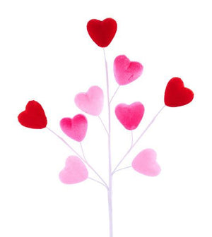 20.5" Velvet Heart Spray | Pink, Red, or Pink & Red