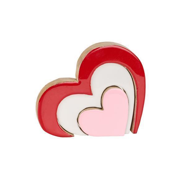 6.25" x 5.5" Mango Wood Heart Valentine Decor