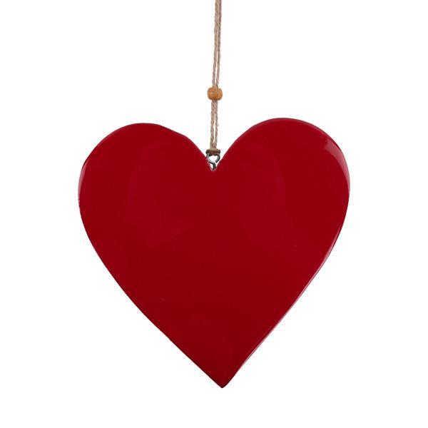 6.75" x 6.75" Red Mango Wood Heart with Hanger