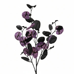 27" Purple & Black Halloween Eucalyptus Stem