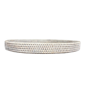 16" Wicker Tray | White Round