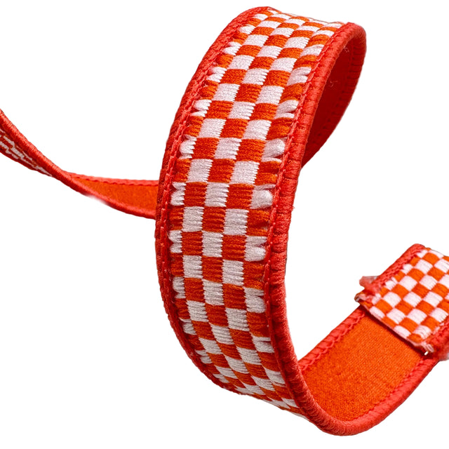 10 Yd x 1" Orange & White Kitschy Check Farrisilk Wired Ribbon