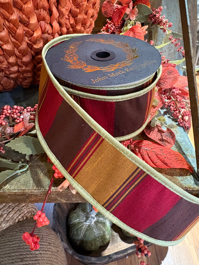 2.5" x 10yd Dupioni Stripe Autumn Rust JME Ribbon
