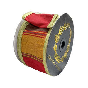 2.5" x 10yd Dupioni Stripe Autumn Rust JME Ribbon