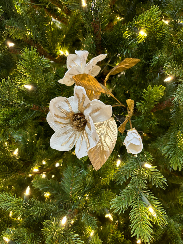 26" Cream & Gold Magnolia Stem
