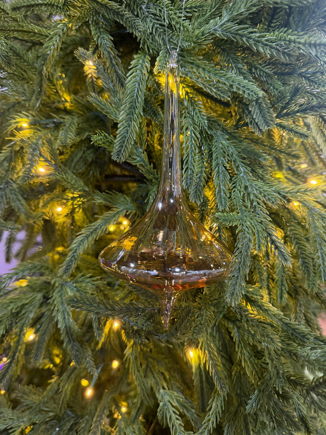 7" Champagne Iridescent Glass Finial Ornament