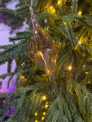 9" Champagne Iridescent Blown Glass Onion Finial Ornament