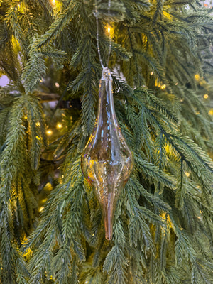 6" Champagne Iridescent Blown Glass Finial Ornament
