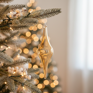 6" Champagne Iridescent Blown Glass Finial Ornament