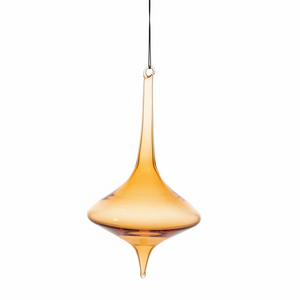 7" Champagne Iridescent Glass Finial Ornament