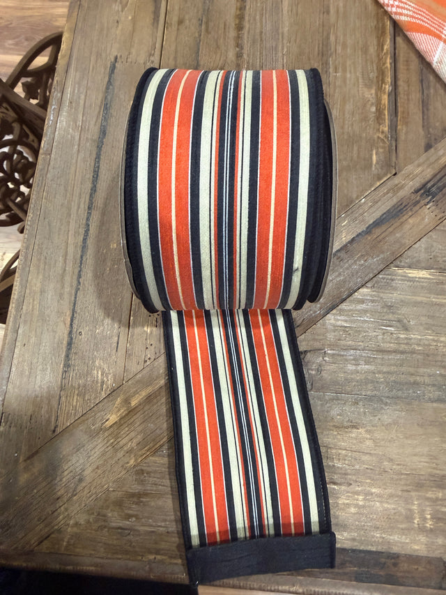 4" x 10yd Dupioni Vintage Stripe Ribbon