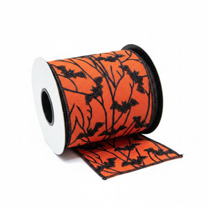 4" x 5yd Dupioni Branches Sequin Bats Ribbon