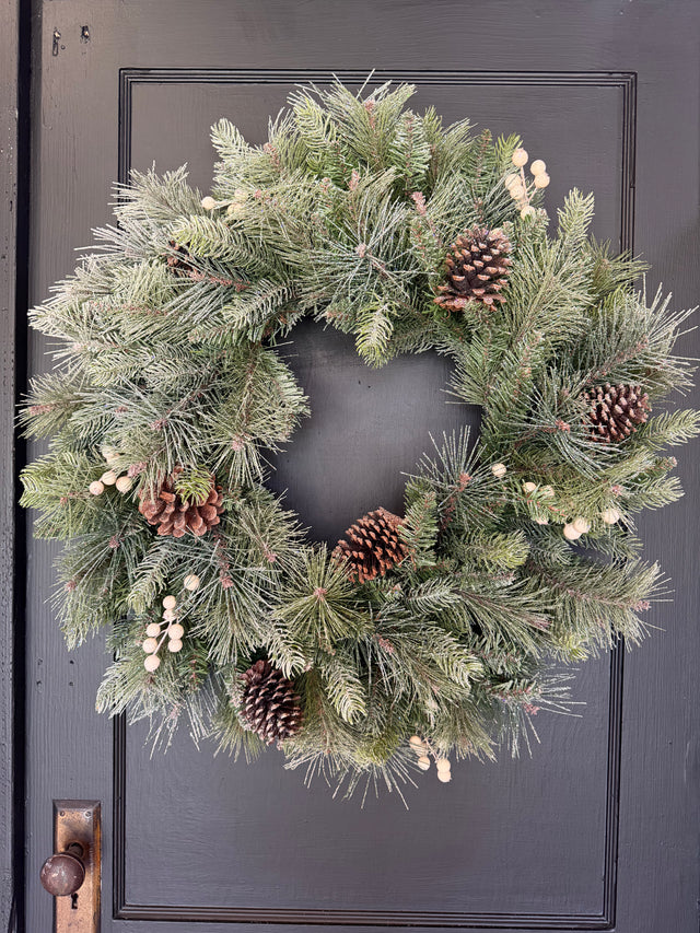 30" Glistening Pine Winter Wreath X153T