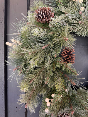 30" Glistening Pine Winter Wreath X153T