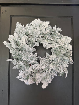 24” Snowy Acadia Cedar Wreath