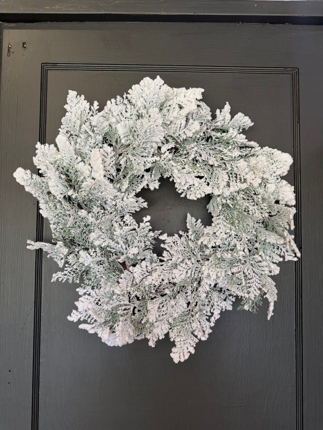 24” Snowy Acadia Cedar Wreath