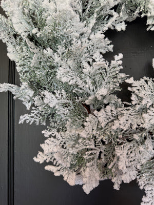 24” Snowy Acadia Cedar Wreath