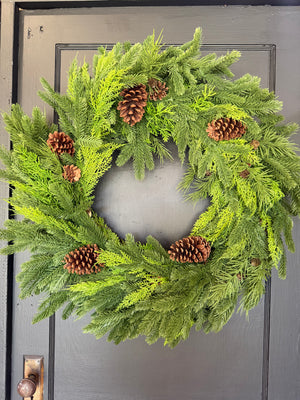 30" Natural Touch Mixed Evergreen Wreath
