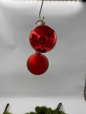 1.4" Red Glass Shiny/Matte Baubles Set of 16