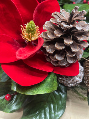 27” Crimson Christmas Magnolia Leaf Wreath