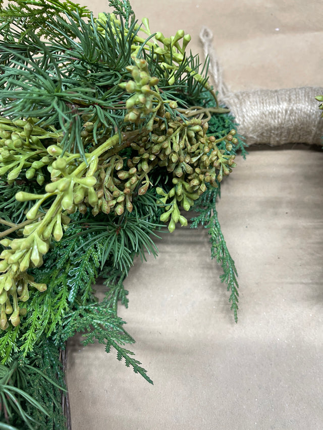 26" Natural Touch Cedar Heart Shape Hanging Wreath