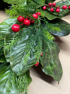 26" Berry Magnolia Leaf Wreath