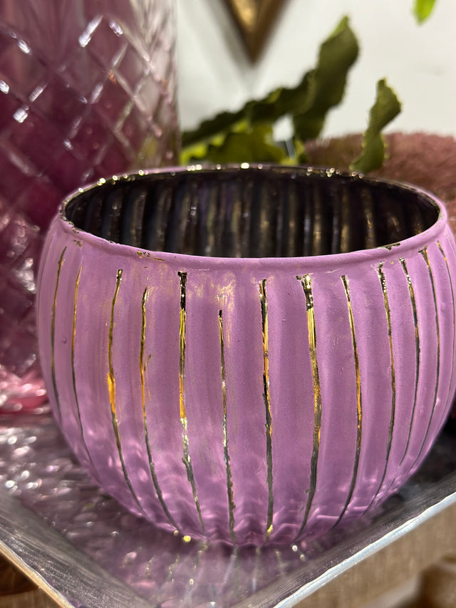 4" Purple Mercury Glass Candle Holder