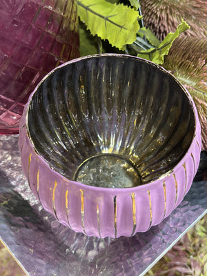 4" Purple Mercury Glass Candle Holder