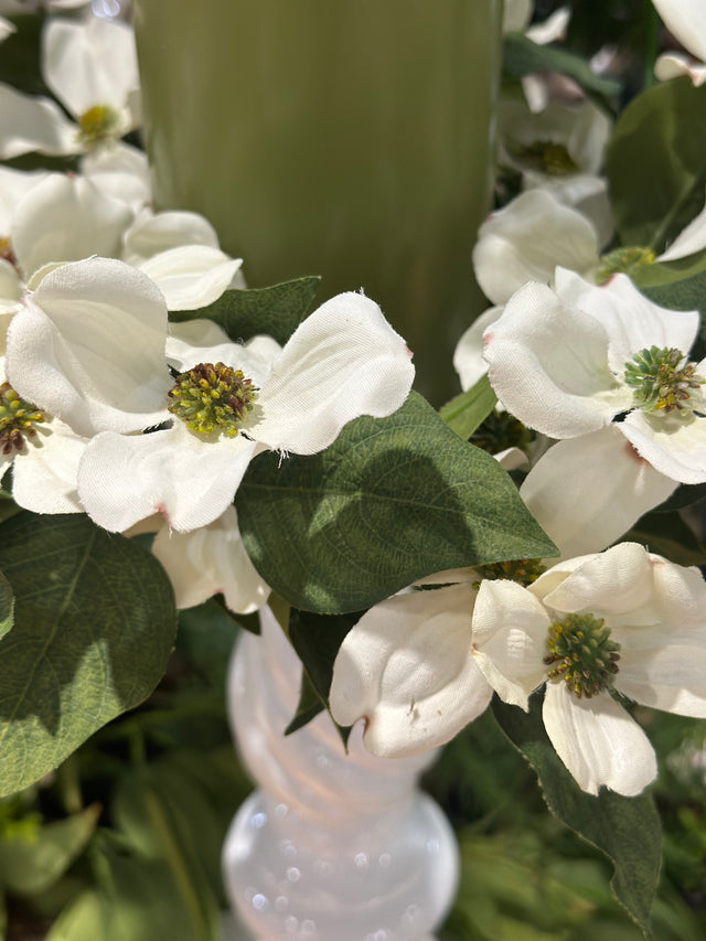 13" Dogwood Candle Ring Cream