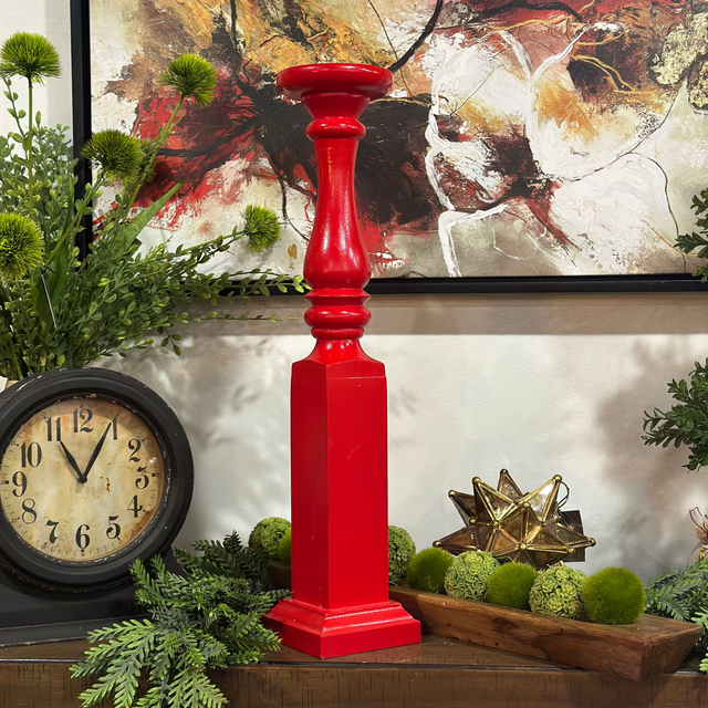 24.5" Wood Spindle Stand Red