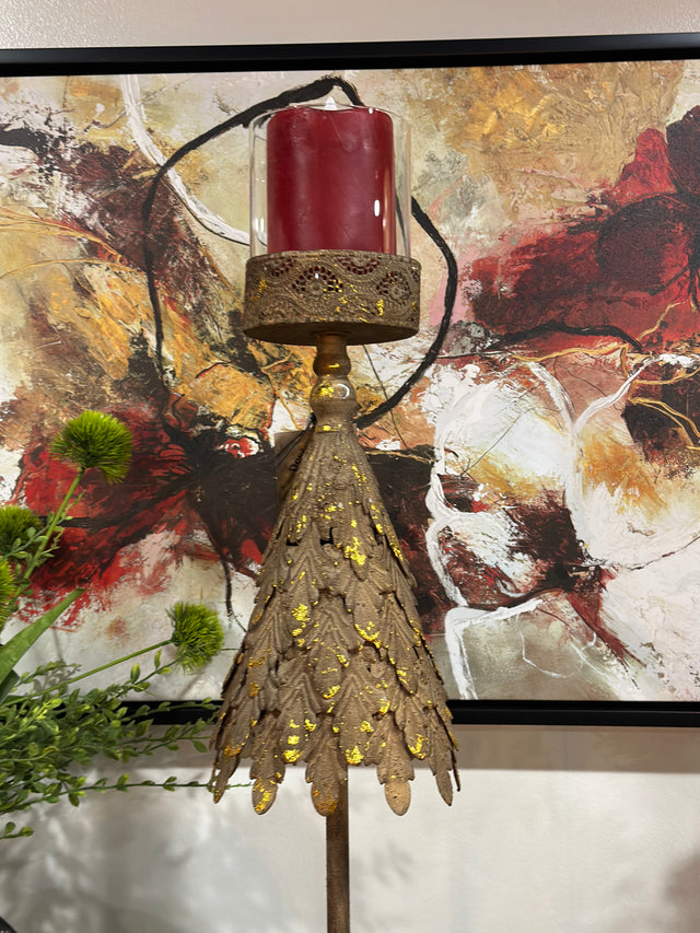 31" Gold Metal Tree Candle Holder
