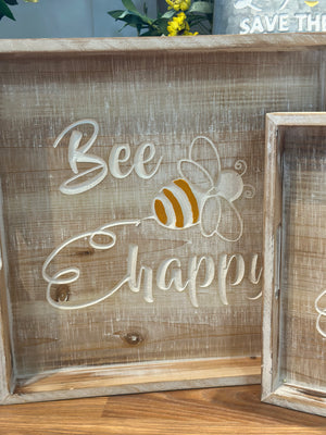 15"-12" Nesting Wood Bee Trays Set of 2