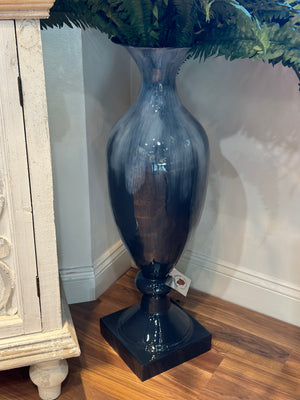 34" Blue & White Mixed Hand-Painted Vase