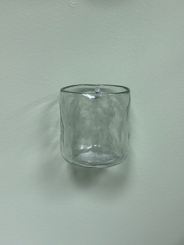 4” Hand-blown Round Clear Glass Hanging Vase