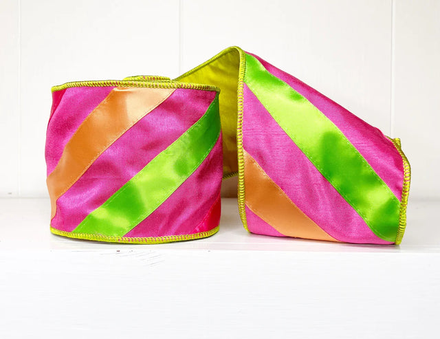 4" x 5YDS A Sweet Candy Satin Striped Ribbon