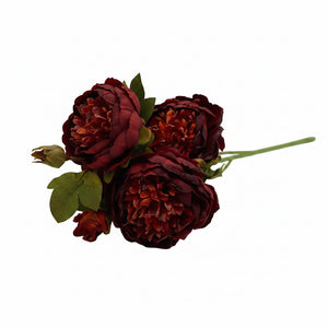 25" Dried Peony Stem | Available in Plum, Cream, Yellow, and Burgundy
