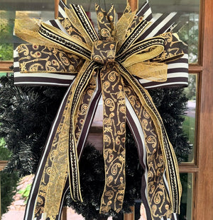 20" Bones, Black Ties, & Bling Custom Halloween Bow
