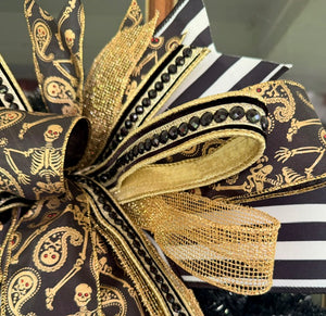 20" Bones, Black Ties, & Bling Custom Halloween Bow