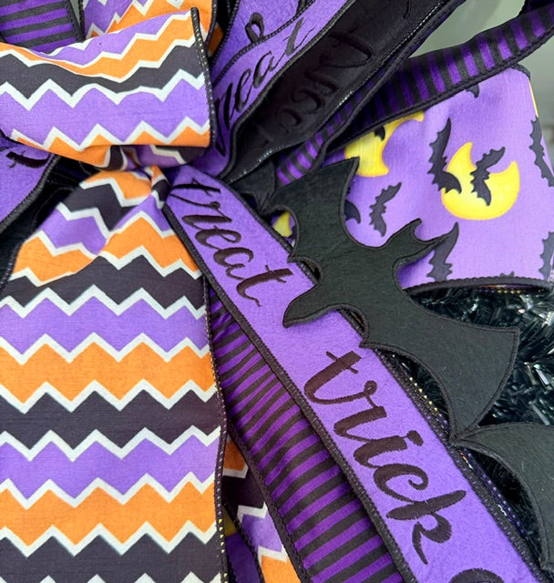 20" Bats & Boo Boulevard Hand-Tied Designer Halloween Bow