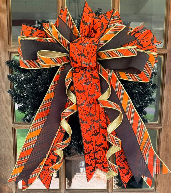 20" Batty for Tartan Custom Halloween Bow