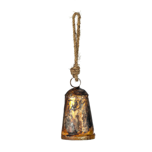 6" | 8" Antique Gold Country Bell Ornament on Jute Cord