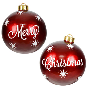 26" Red Merry Christmas Ball Ornament 2/Set