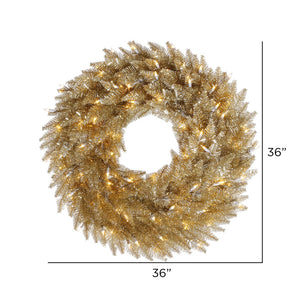 36" Champagne Fir Artificial Christmas Wreath, Clear Dura-lit Incandescent Mini Lights