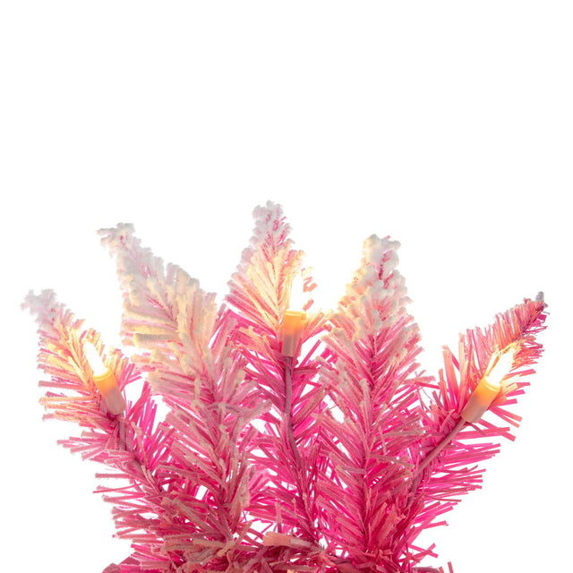 9' x 12" Flocked Pink Pencil Fir Artificial Pre-Lit Garland