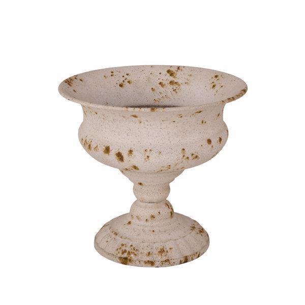 9.5" White Tin Footed Compote
